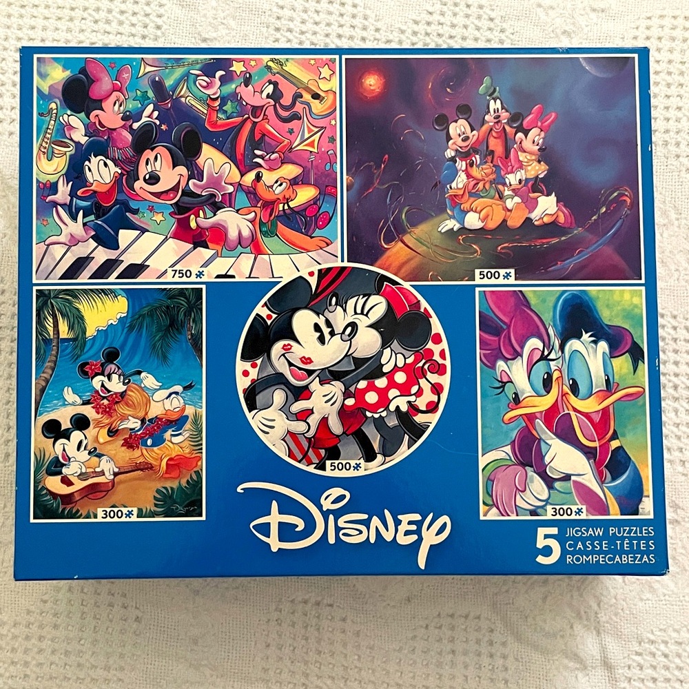 Disney 5 in 1 Jigsaw Puzzle Box Set Mickey Minnie Donald 300-750 piece